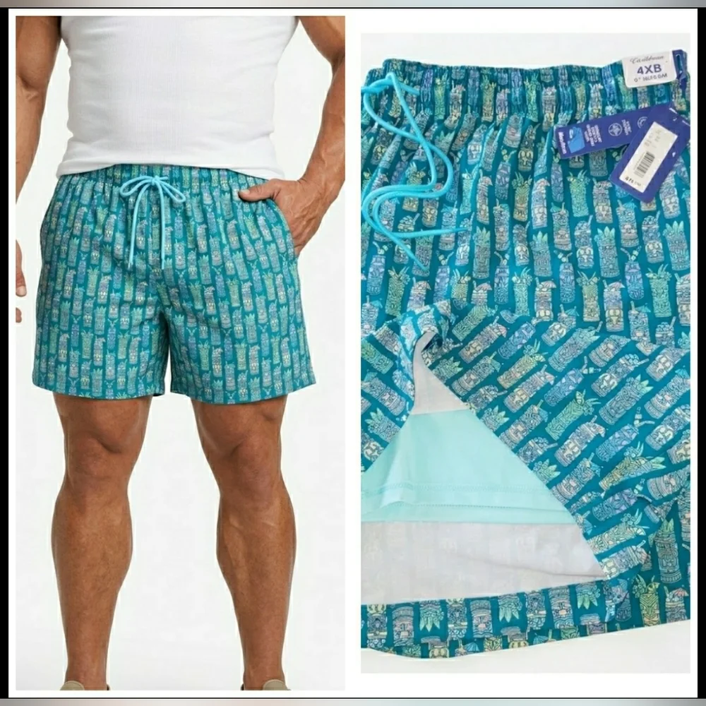 Tiki Hawaiian 4XB Cruise Resort Weekend Beach Pool Novelty Stretch Swim New